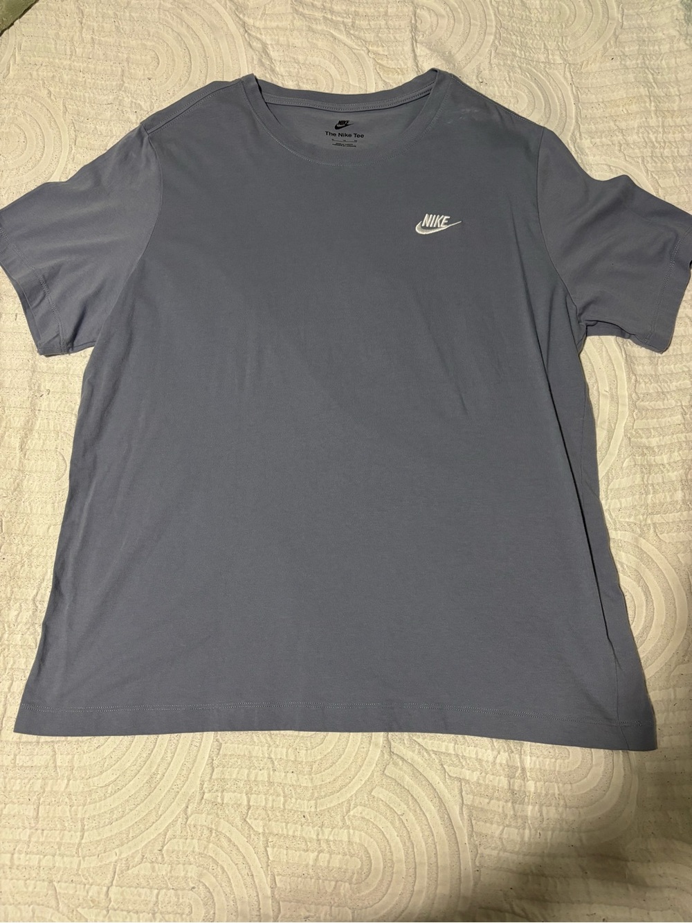 Nike Short Sleeve Crew Tee in Dusty Blue with White Logo